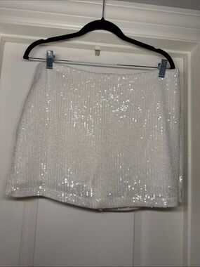 Express White Sequin Skort